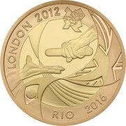 2 Pounds - Elizabeth II Olympic Handover; Gold Proof, United Kingdom, 2012 reverse image