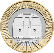 2 Pounds - Elizabeth II London Underground Train; Silver Proof, United Kingdom, 2013 reverse image