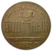 500 Réis Regente Feijó, thin planchet, wide rim reverse image