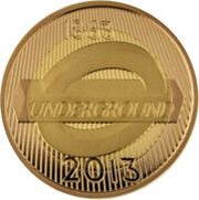 2 Pounds - Elizabeth II London Underground Logo; Gold Proof, United Kingdom, 2013 reverse image
