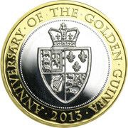 2 Pounds - Elizabeth II Golden Guinea; Silver Proof, United Kingdom, 2013 reverse image