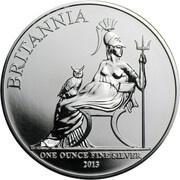 2 Pounds - Elizabeth II 4th portrait; 1 oz Fine Silver, United Kingdom, 2013 reverse image