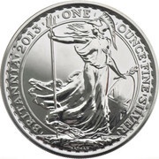 2 Pounds - Elizabeth II 4th portrait; 1 oz Fine Silver, United Kingdom, 2013 reverse image
