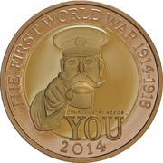 2 Pounds - Elizabeth II World War I; Gold Proof, United Kingdom, 2014 reverse image