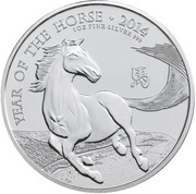 2 Pounds - Elizabeth II Year of the Horse; 1 oz Fine Silver, Mule, United Kingdom, 2014 reverse image