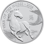 2 Pounds - Elizabeth II Year of the Horse; 1 oz Fine Silver, United Kingdom, 2014 reverse image
