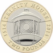 2 Pounds - Elizabeth II 4th portrait; Trinity House, United Kingdom, 2014 reverse image