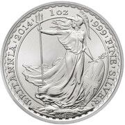 2 Pounds - Elizabeth II 4th portrait; 1 oz Fine Silver, Mule, United Kingdom, 2014 reverse image