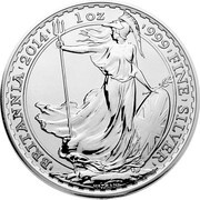 2 Pounds - Elizabeth II 4th portrait; 1 oz Fine Silver, United Kingdom, 2014-2015 reverse image