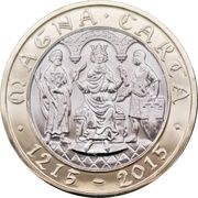 2 Pounds - Elizabeth II 4th portrait; Magna Carta, United Kingdom, 2015 reverse image