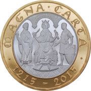 2 Pounds - Elizabeth II 4th portrait; Magna Carta, Silver Proof, United Kingdom, 2015 reverse image