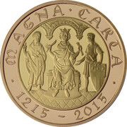 2 Pounds - Elizabeth II 4th portrait; Magna Carta, Gold Proof, United Kingdom, 2015 reverse image