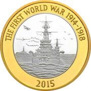 2 Pounds - Elizabeth II 4th portrait; Royal Navy, Silver Proof, United Kingdom, 2015 reverse image