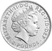 2 Pounds - Elizabeth II 4th portrait; 1 oz Fine Silver obverse image