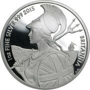 2 Pounds - Elizabeth II 5th portrait; 1 oz Fine Silver, United Kingdom, 2015 reverse image