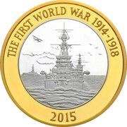 2 Pounds - Elizabeth II 4th portrait; Royal Navy, Silver Piedfort, United Kingdom, 2015 reverse image