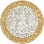 2 Pounds - Elizabeth II 5th portrait; Magna Carta, Silver Piedfort, United Kingdom, 2015 reverse image