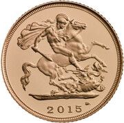 2 Sovereigns- Elizabeth II 5th portrait, United Kingdom, 2015-2021 reverse image