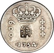 640 Réis - John, Prince Regent Countermarked 600 Réis of Province of Minas Gerais, Joseph I, Bahia Mint, KM#179 obverse image