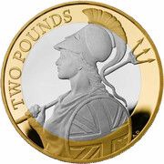 2 Pounds - Elizabeth II Britannia; Platinum Proof, United Kingdom, 2015-2022 reverse image
