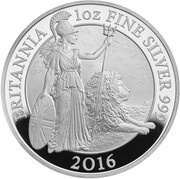 2 Pounds - Elizabeth II 5th portrait; 1 oz Fine Silver, United Kingdom, 2016 reverse image