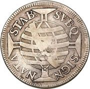 640 Réis - John, Prince Regent Countermarked 600 Réis of Province of Minas Gerais, Joseph I, Rio de Janeiro Mint, KM#187 and KM#194, Brazil, 1809 reverse image