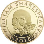 2 Pounds - Elizabeth II Shakespeare, Tragedy; Gold Proof, United Kingdom, 2016 reverse image