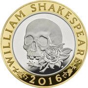 2 Pounds - Elizabeth II Shakespeare, Tragedy; Silver Proof, United Kingdom, 2016 reverse image