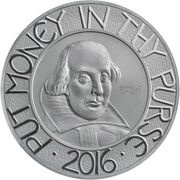 2 Pounds - Elizabeth II William Shakespeare; 1 oz Fine Silver, United Kingdom, 2016 reverse image