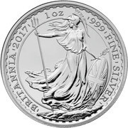 2 Pounds - Elizabeth II 5th portrait; 1 oz Fine Silver, United Kingdom, 2016-2018 reverse image