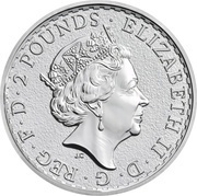 2 Pounds - Elizabeth II 5th portrait; 1 oz Fine Silver obverse image