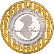 2 Pounds - Elizabeth II 5th Portrait; Jane Austen, United Kingdom, 2017 reverse image