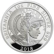 2 Pounds - Elizabeth II 5th portrait; 1 oz Fine Silver, United Kingdom, 2018 reverse image