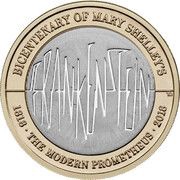 2 Pounds - Elizabeth II 5th portrait; Frankenstein, United Kingdom, 2018 reverse image