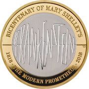 2 Pounds - Elizabeth II Frankenstein; Silver Piedfort, United Kingdom, 2018 reverse image