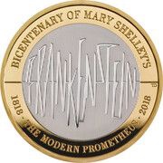 2 Pounds - Elizabeth II Frankenstein; Silver Proof, United Kingdom, 2018 reverse image