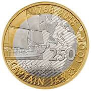 2 Pounds - Elizabeth II Captain Cook - I; Silver Proof, United Kingdom, 2018 reverse image