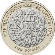 2 Pounds - Elizabeth II 5th portrait; First World War Armistice, United Kingdom, 2018 reverse image