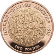 2 Pounds - Elizabeth II First World War Armistice; Gold Proof, United Kingdom, 2018 reverse image