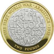 2 Pounds - Elizabeth II First World War Armistice; Silver Proof, United Kingdom, 2018 reverse image