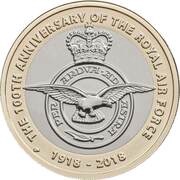 2 Pounds - Elizabeth II 5th portrait; Royal Air Force Badge, United Kingdom, 2018 reverse image