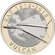 2 Pounds - Elizabeth II 5th portrait; RAF Vulcan, United Kingdom, 2018 reverse image