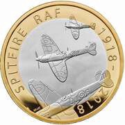 2 Pounds - Elizabeth II RAF Spitfire; Silver Proof, United Kingdom, 2018 reverse image