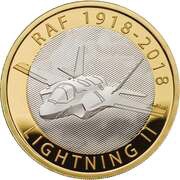 2 Pounds - Elizabeth II RAF Lightning II; Silver Piedfort, United Kingdom, 2018 reverse image