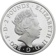 2 Pounds - Elizabeth II Red Dragon of Wales; Silver Proof obverse image