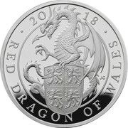2 Pounds - Elizabeth II Red Dragon of Wales; Silver Proof, United Kingdom, 2018 reverse image
