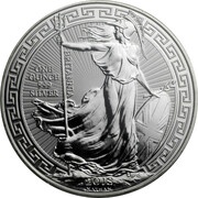 2 Pounds - Elizabeth II 5th Portrait; 1 oz Fine Silver, Oriental Border, United Kingdom, 2018-2020 reverse image