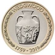 2 Pounds - Elizabeth II 5th portrait; Wedgwood, United Kingdom, 2019 reverse image