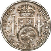 960 Réis - João Prince Regent Countermarked 8 Reales; Minas Gerais, Brazil, 1808 reverse image