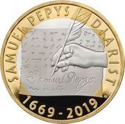 2 Pounds - Elizabeth II Samuel Pepys' Diary; Silver Piedfort, United Kingdom, 2019 reverse image
